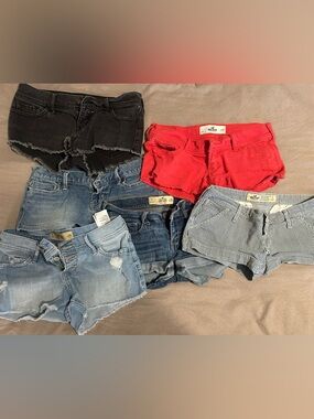 Hollister Women's Red Denim Cutoff Shorts - Size 1